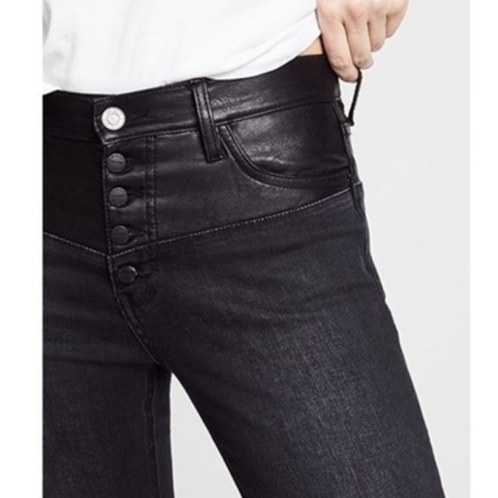 Current/Elliott The Fused High Rise Vegan Leather Contrast Stiletto Jean - Picture 10 of 10